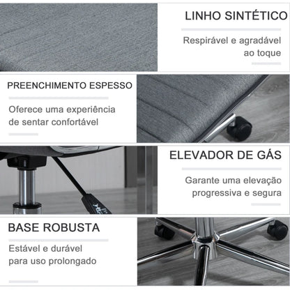 Cadeira Lince Ergonómica com Estofamento em Linho - Cinzento - Design Nórdico