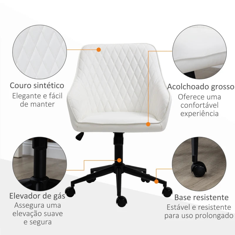 Cadeira de Escritório Olimpo Reclinável em Couro Artificial - Branco - Design Moderno