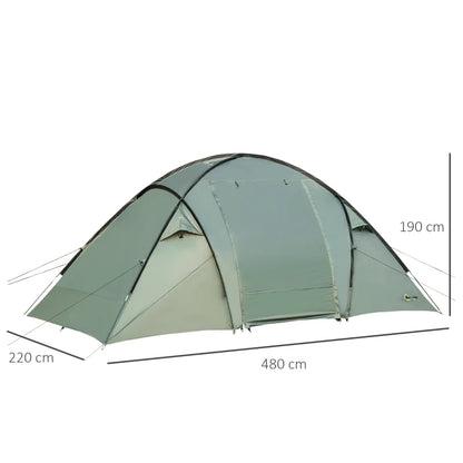 Tenda de Campismo para 4 pessoas - 480x220x190cm - Verde