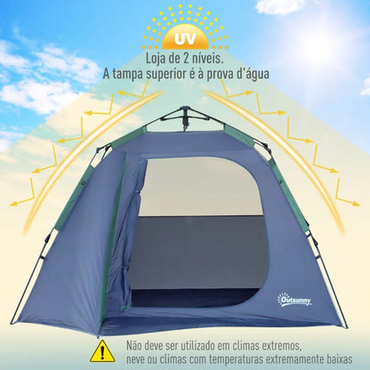 Tenda de Campismo para 2-3 Pessoas - 250x194x160cm