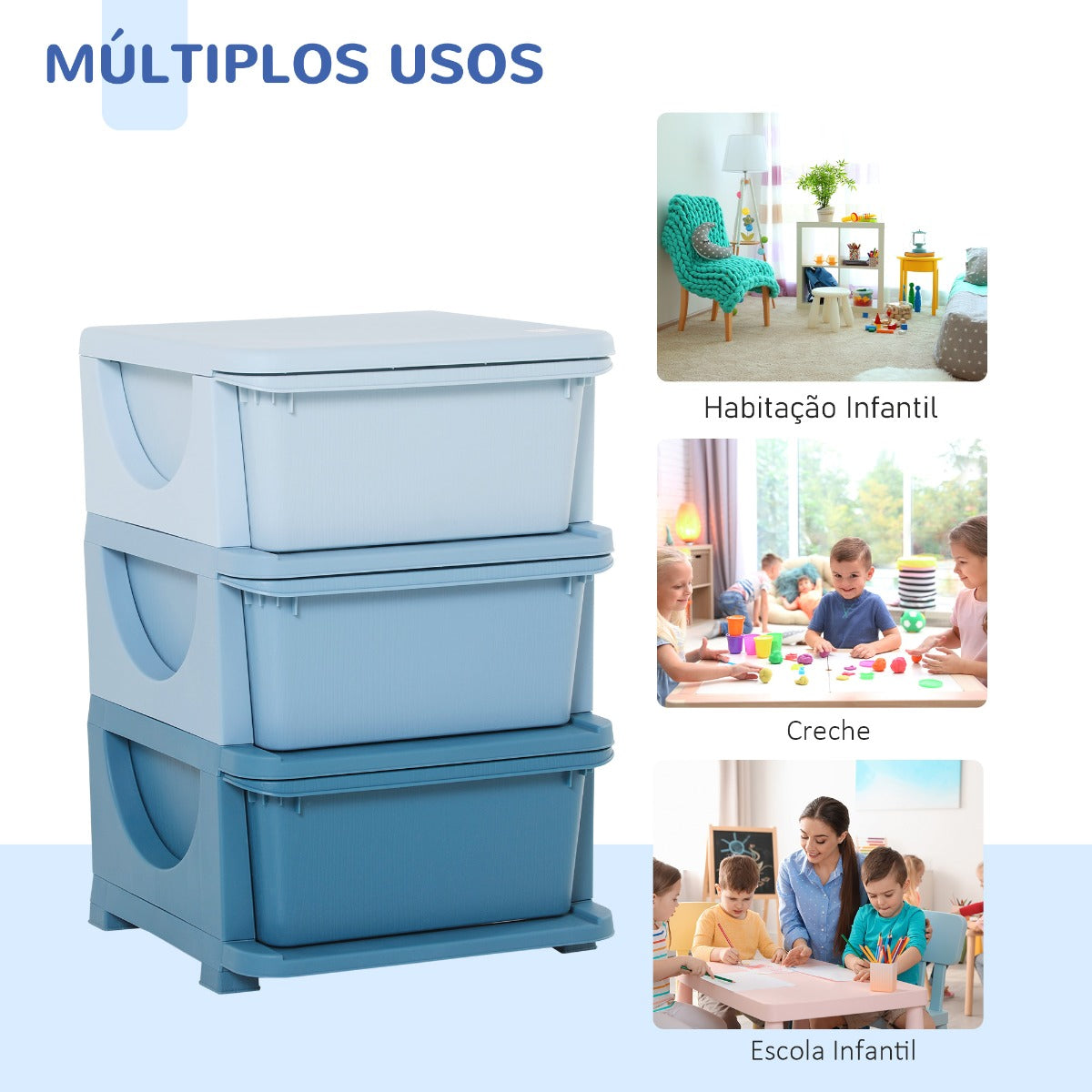 Organizador de Brinquedos Luna - Azul - Design Moderno - Leva-Me Contigo - Móveis & Decoração