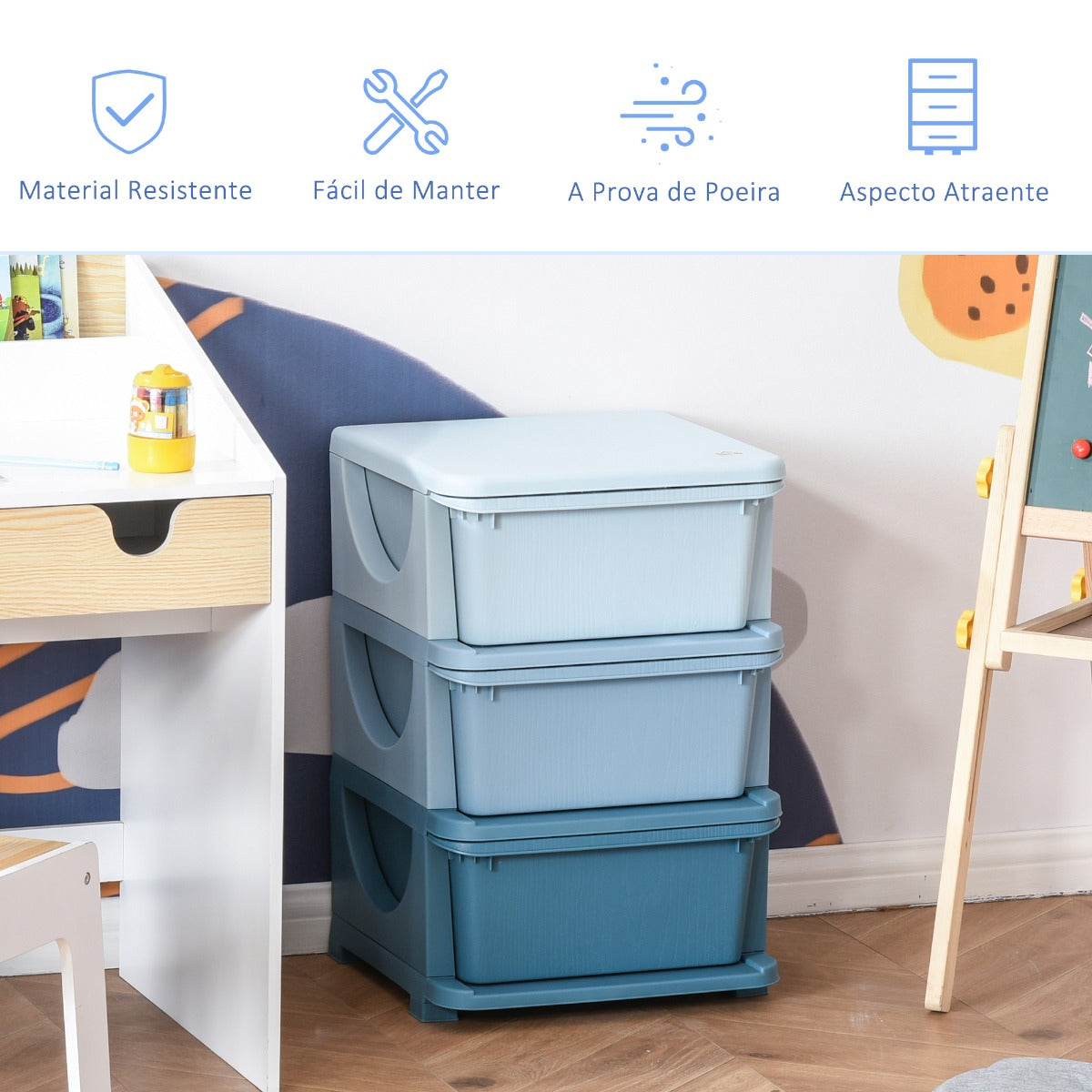 Organizador de Brinquedos Luna - Azul - Design Moderno - Leva-Me Contigo - Móveis & Decoração