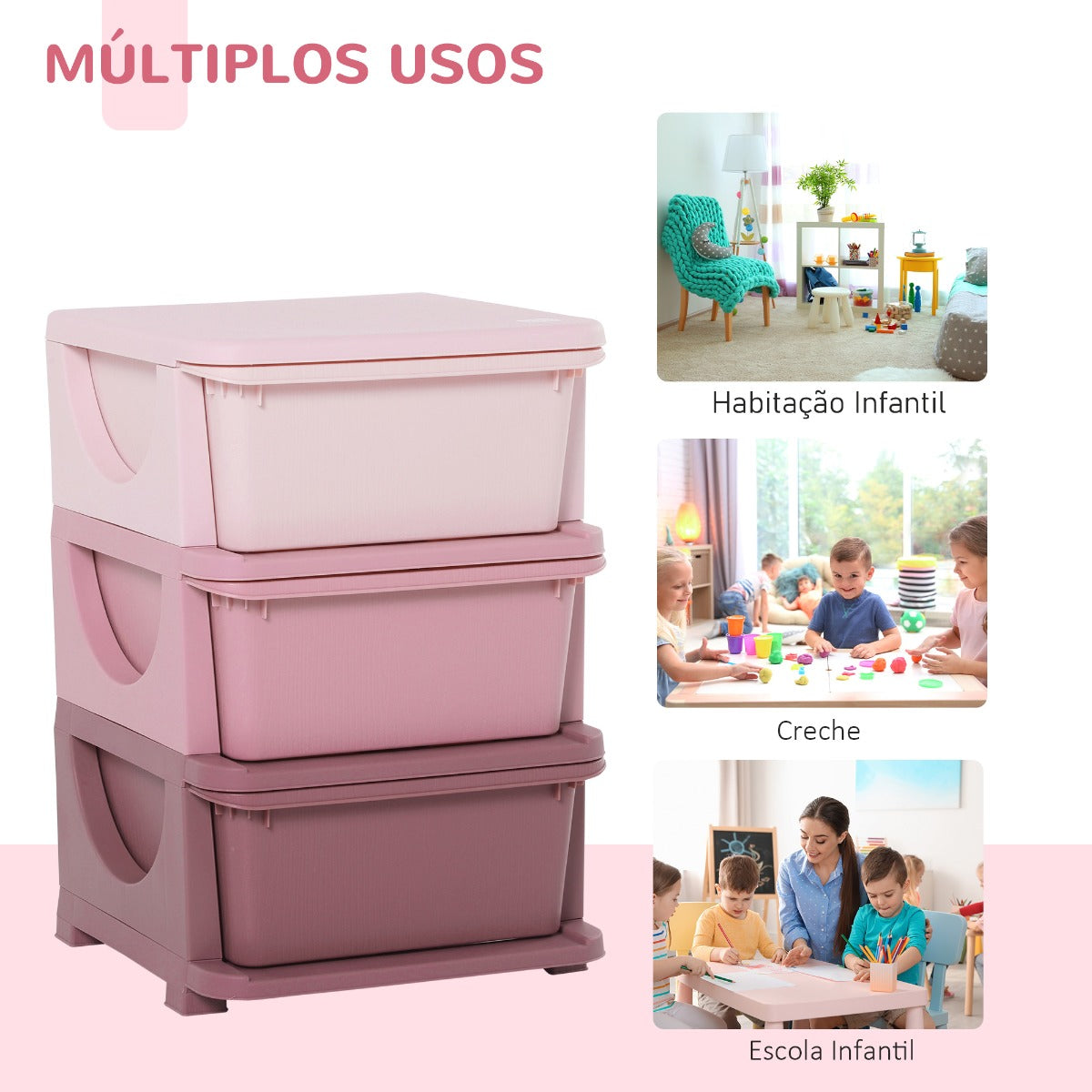 Organizador de Brinquedos Luna - Rosa - Design Moderno - Leva-Me Contigo - Móveis & Decoração