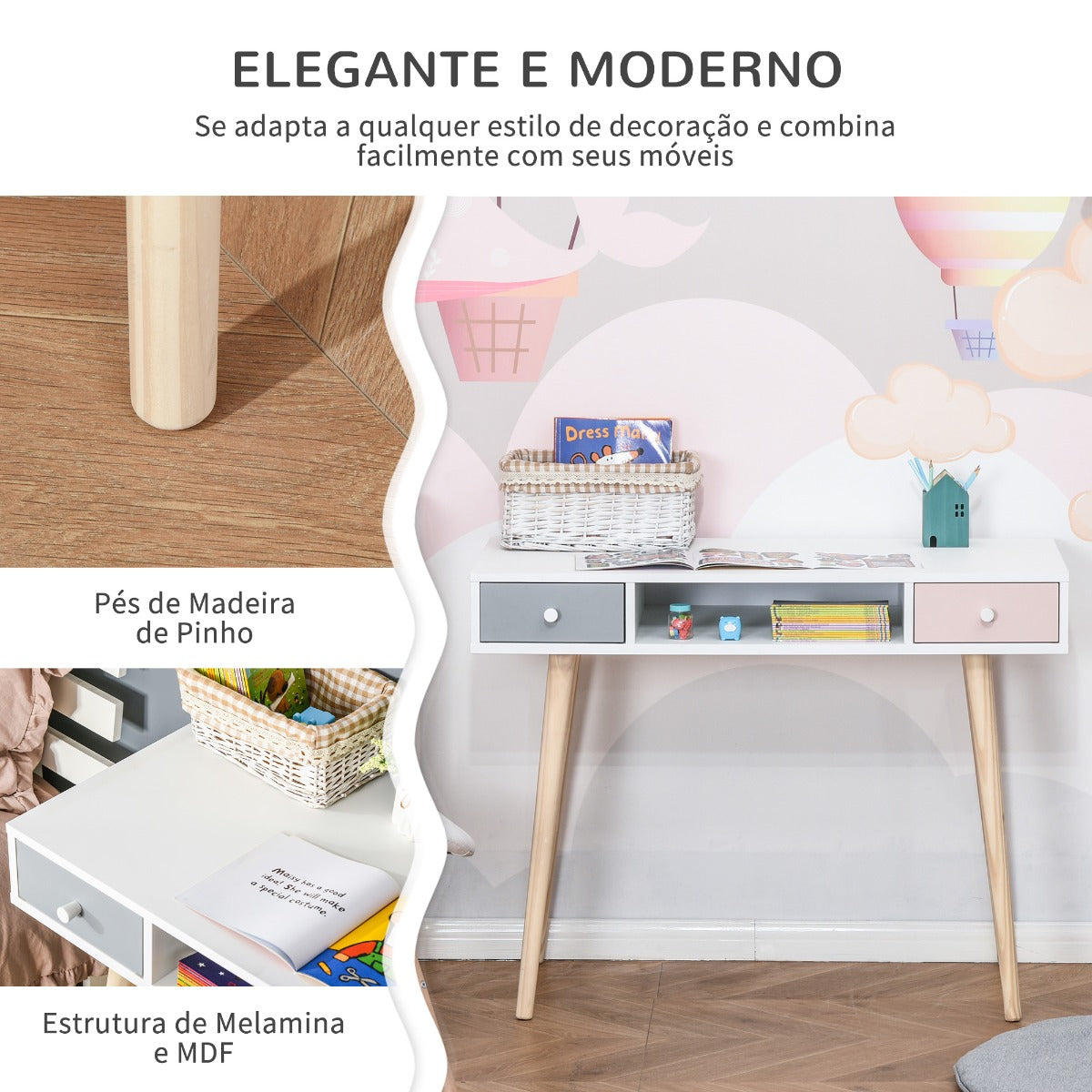 Secretária Infantil Torini - Design Nórdico - Leva-Me Contigo - Móveis & Decoração