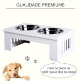 Comedouro Elevado em INOX Branco - Leva-Me Contigo - Móveis & Decoração