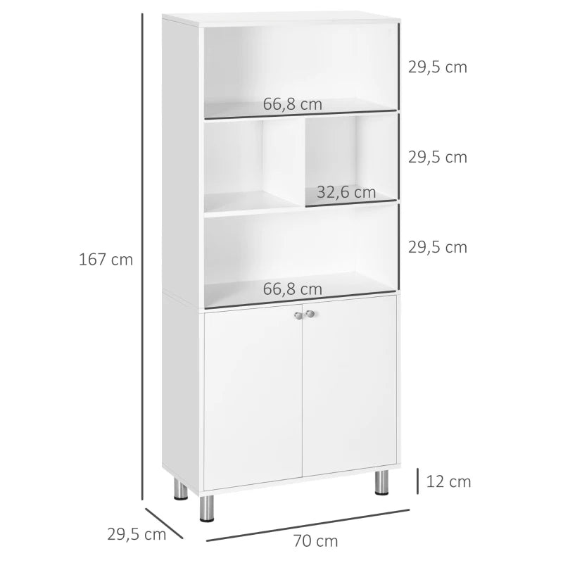 Armário/Estante Lorenzo - Cor Branco - 70x29,5x167cm - Design Moderno