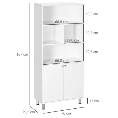 Armário/Estante Lorenzo - Cor Branco - 70x29,5x167cm - Design Moderno