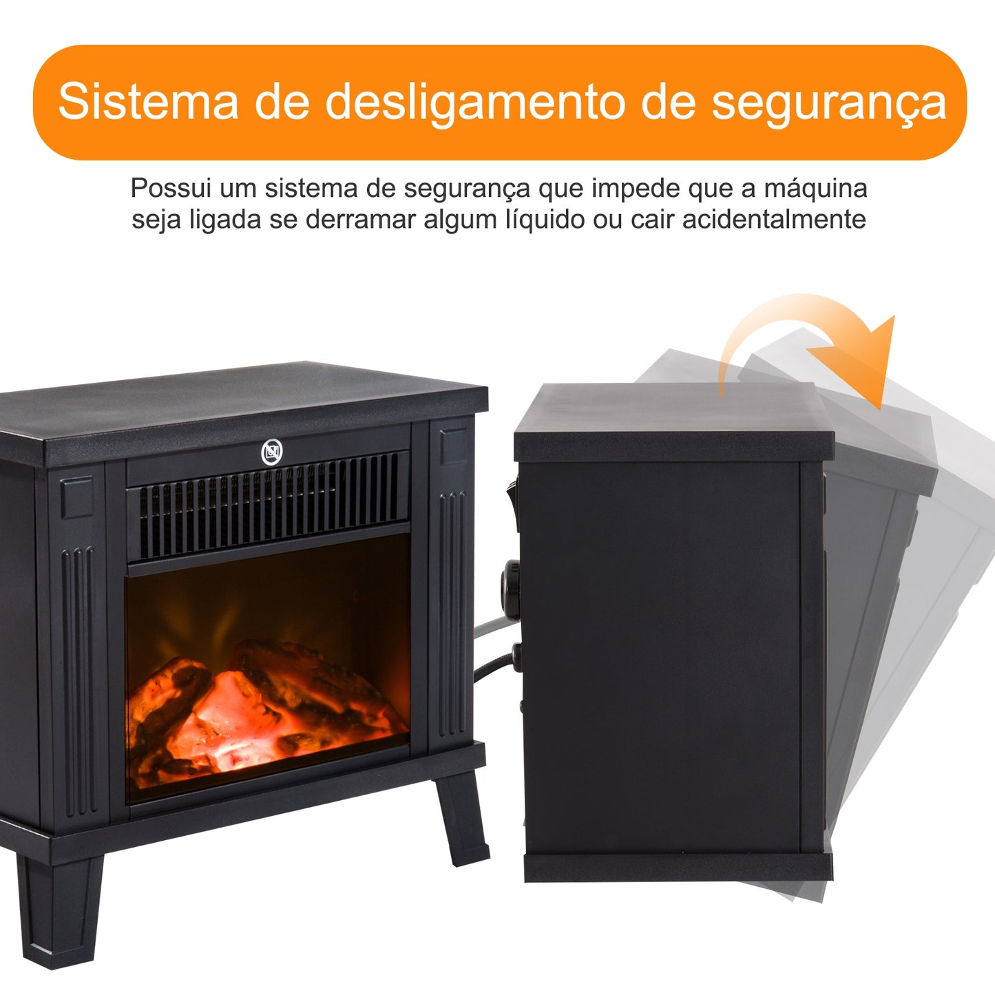 Lareira Elétrica com Efeito de Lenha - 600W / 1200W - Leva-Me Contigo - Móveis & Decoração