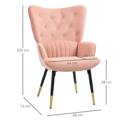 Poltrona Miss em Veludo Rosa - Design Moderno