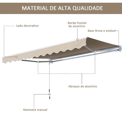 Toldo Dobrável com Manivela - 3,5x2,5m - Creme