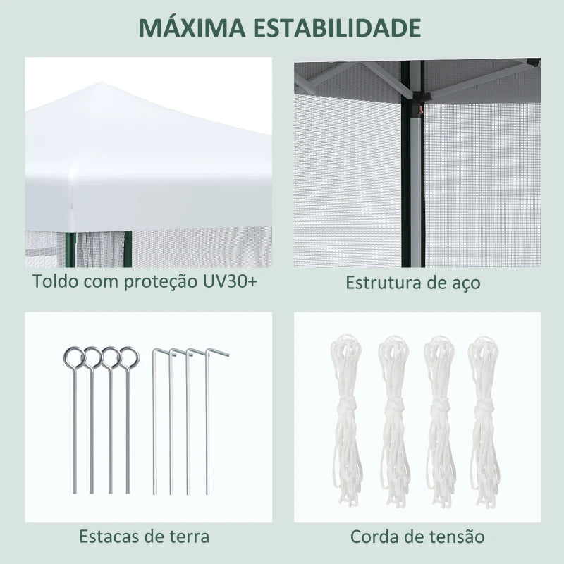 Tenda Dobrável com Janelas e Altura Ajustável - 3x3m