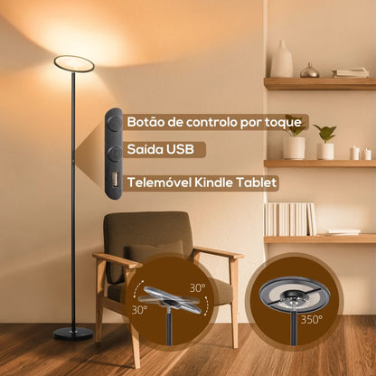 Candeeiro de Pé LED com Wi-Fi e Assistente Google - Design Moderno