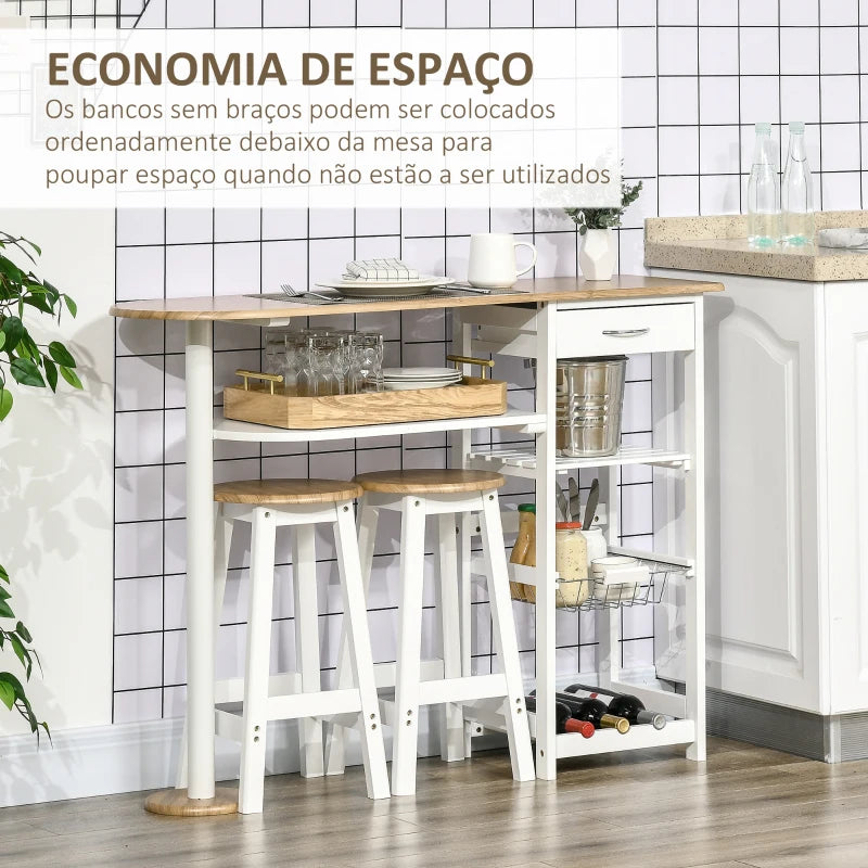 Conjunto de Mesa e 2 Bancos Lesa - Design Contemporâneo