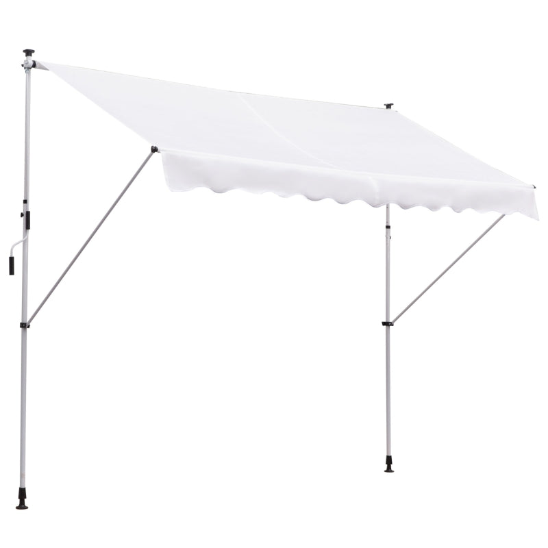 Toldo Portátil com Manivela e Altura Regulável - 3x1,5m - Branco