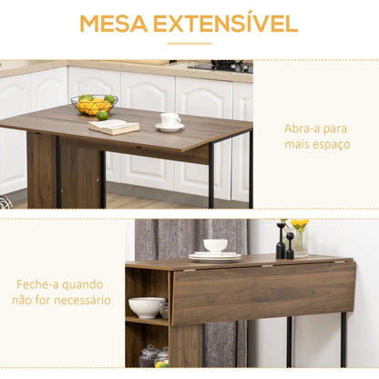 Mesa de Bar Extensivel Stone com 3 Prateleiras - Design Vintage