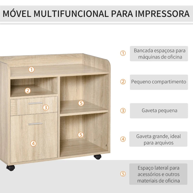 Móvel Lenna com 3 Compartimentos e 2 Gavetas - Design Nórdico