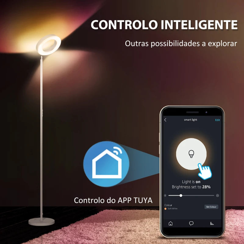 Candeeiro de Pé LED com Wi-Fi e Assistente Google - Design Moderno