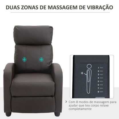 Poltrona Relax Livery Reclinável com 2 Zonas de Massagens - Marrom - Design Minimalista - Leva-Me Contigo - Móveis & Decoração