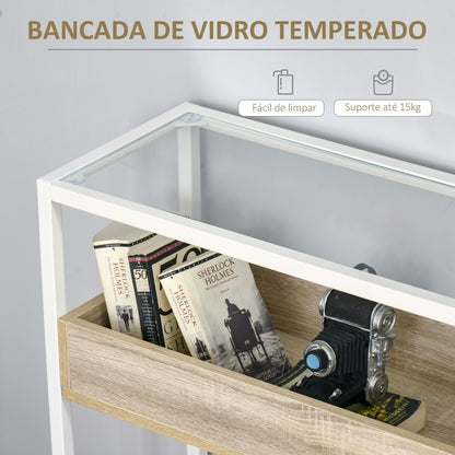 Consola de Entrada Kleany em Vidro Temperado - Branco - Design Industrial - Leva-Me Contigo - Móveis & Decoração