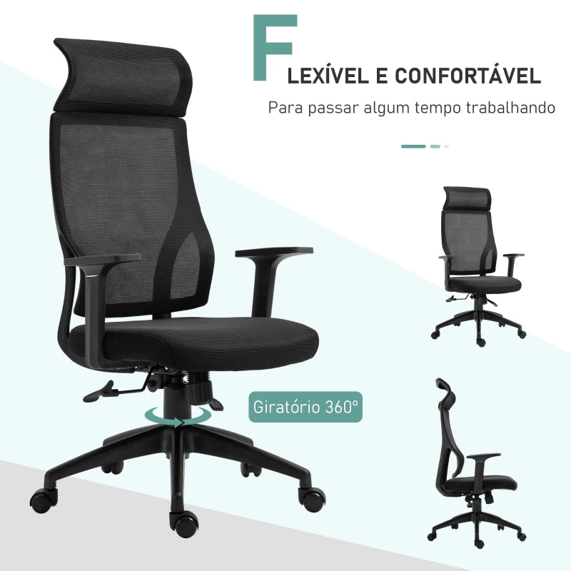 Cadeira Wok Ergonômica Giratória, com Altura Regulável e Reclinável - Preto - Design Nórdico