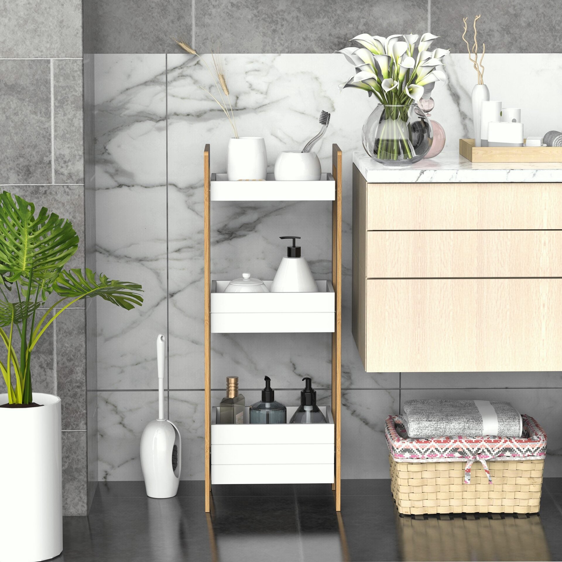 Móvel de Apoio Cristi em Bambú de Casa de Banho - Design Natura - Leva-Me Contigo - Móveis & Decoração