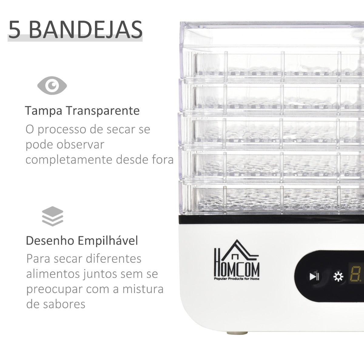 Desidratador de Alimentos com 5 Bandejas e Tela LCD - Leva-Me Contigo - Móveis & Decoração