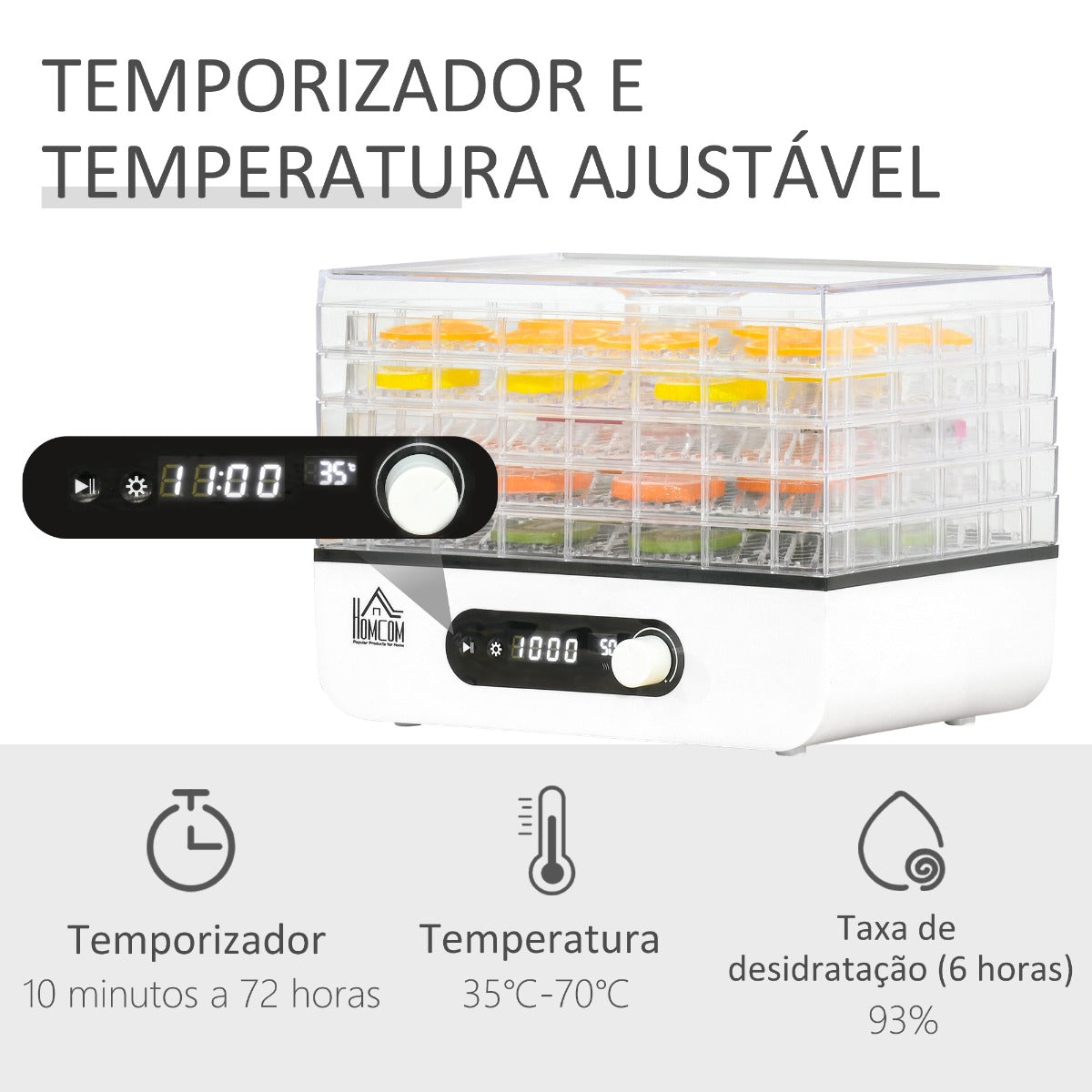 Desidratador de Alimentos com 5 Bandejas e Tela LCD - Leva-Me Contigo - Móveis & Decoração