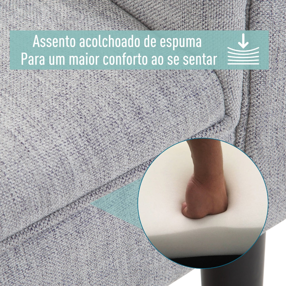 Banco de Fundo de Cama Acolchoado Cinzento - Design Minimalista - Leva-Me Contigo - Móveis & Decoração