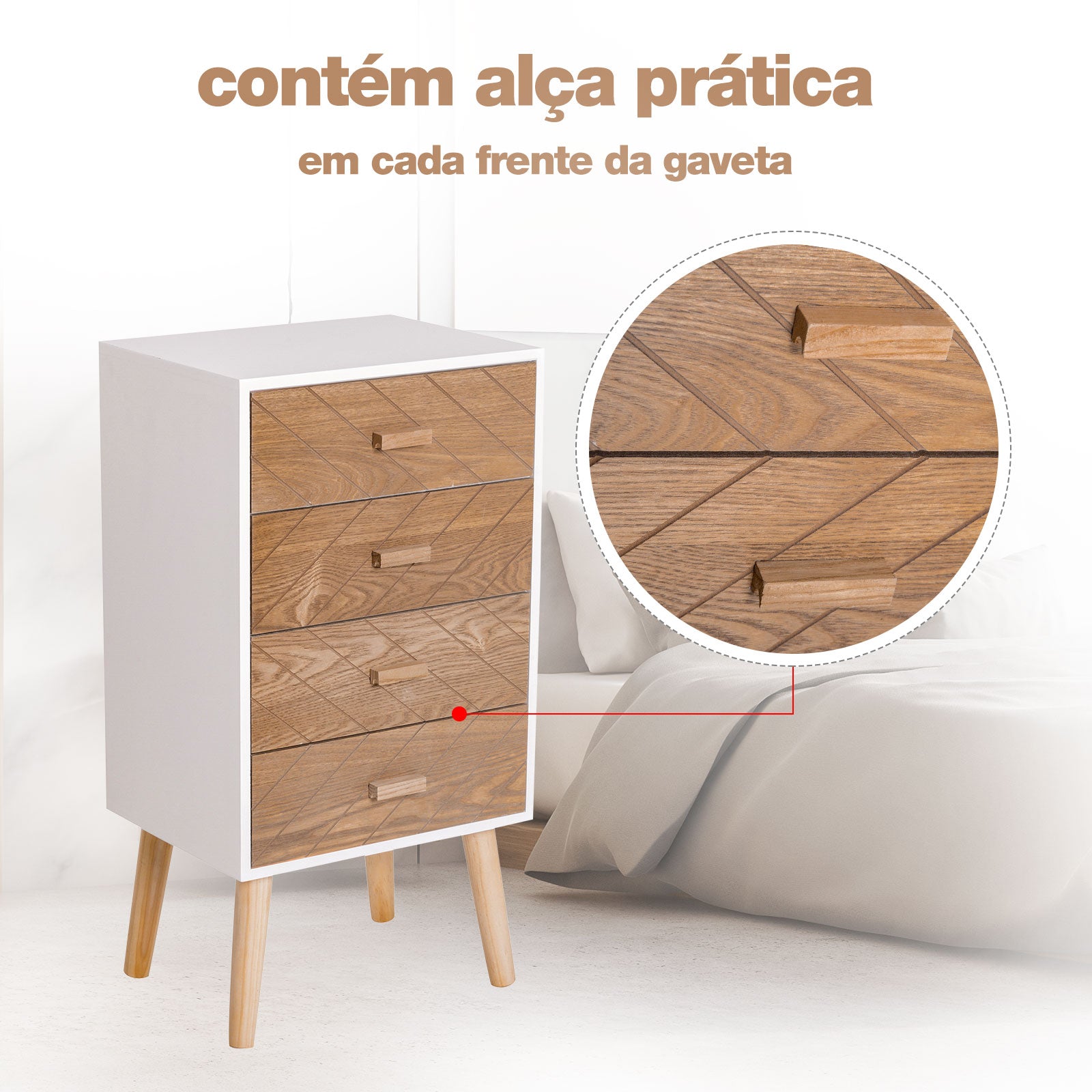 Comoda de Madeira Maciça - Design Nórdico - Leva-Me Contigo - Móveis & Decoração