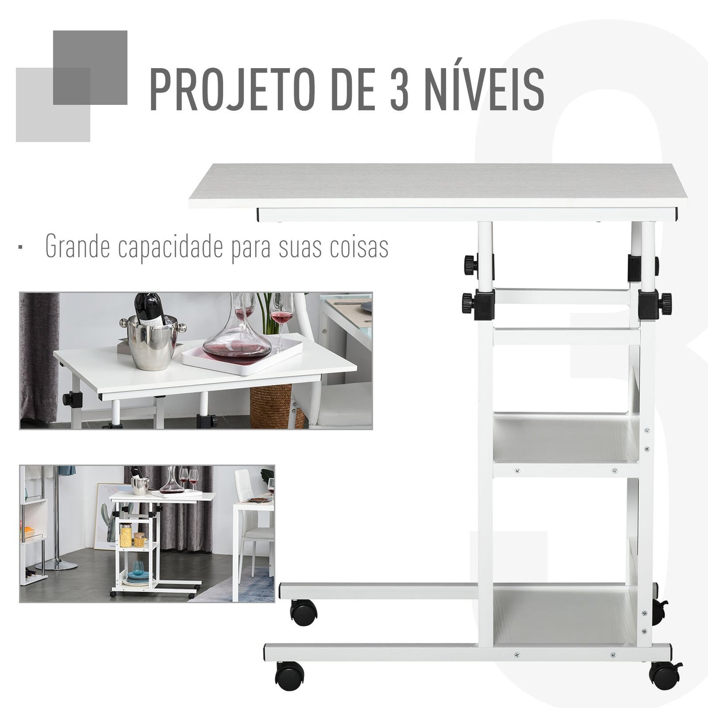 Mesa de Apoio Narny - Branco - Design Minimalista - Leva-Me Contigo - Móveis & Decoração