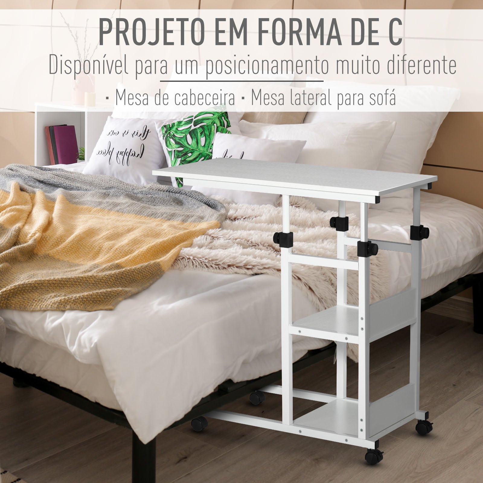 Mesa de Apoio Narny - Branco - Design Minimalista - Leva-Me Contigo - Móveis & Decoração