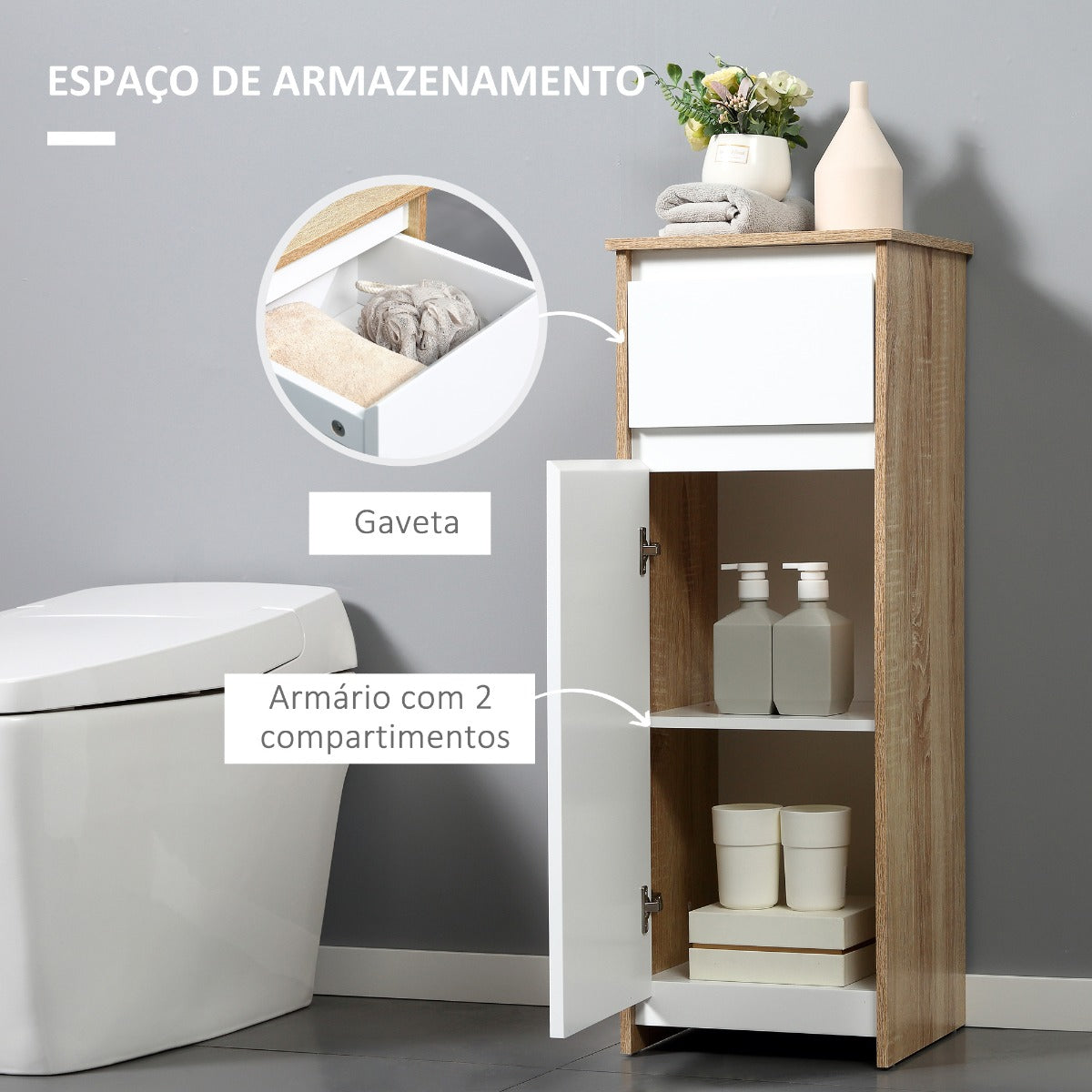 Armário de Apoio Talla de Casa de Banho - Design Minimalista - Leva-Me Contigo - Móveis & Decoração