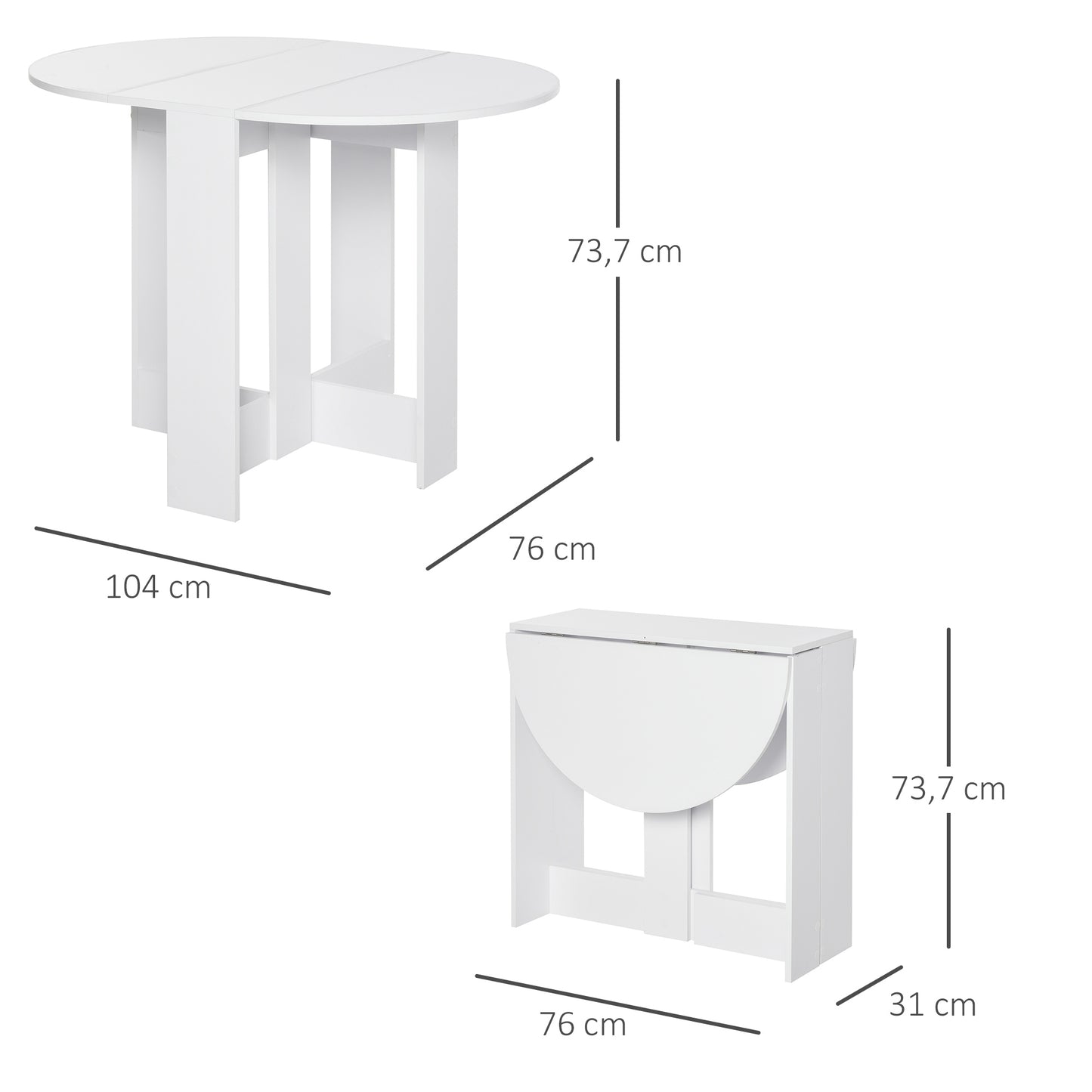 Mesa de Jantar Dobrável - Branco - Design Minimalista - Leva-Me Contigo - Móveis & Decoração