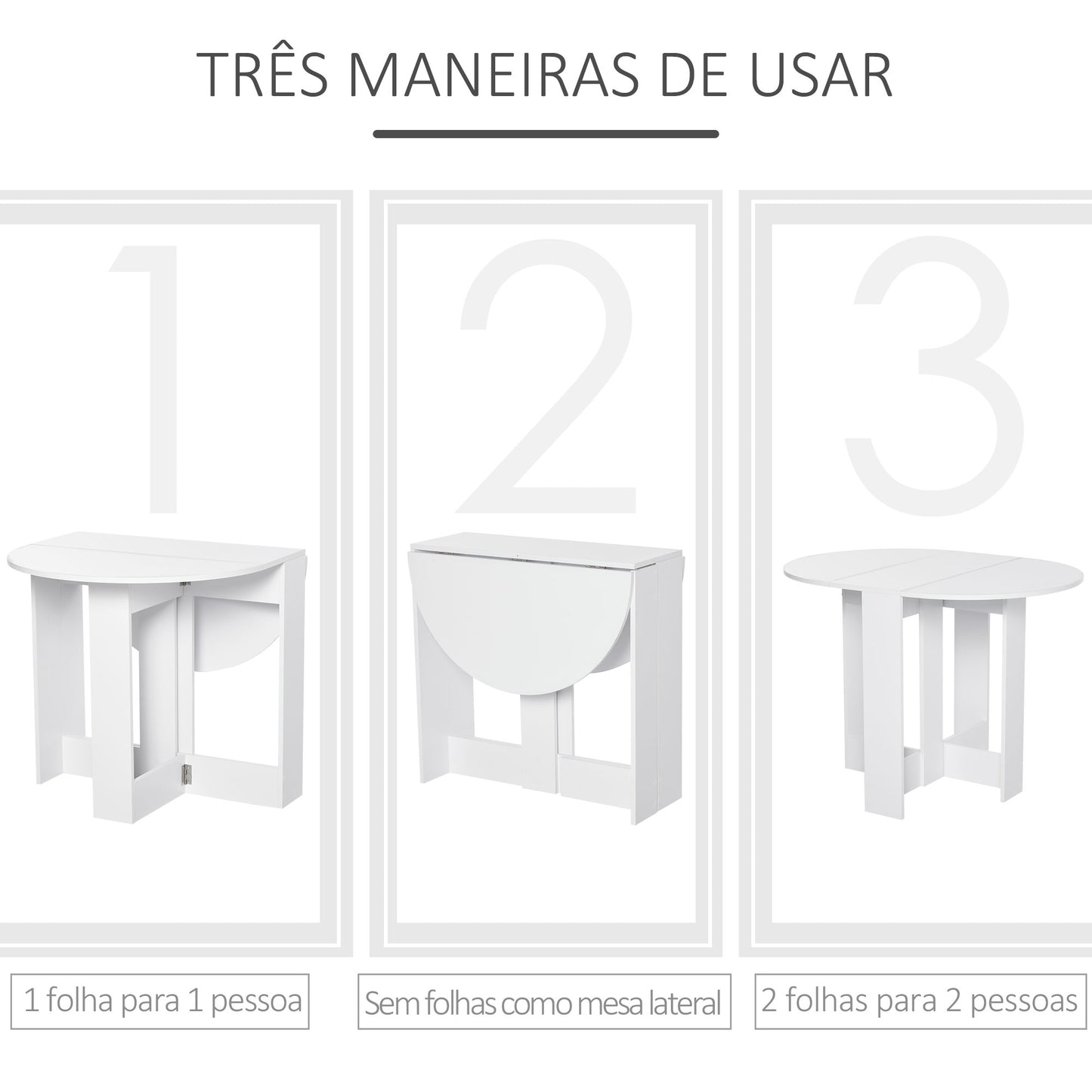 Mesa de Jantar Dobrável - Branco - Design Minimalista - Leva-Me Contigo - Móveis & Decoração