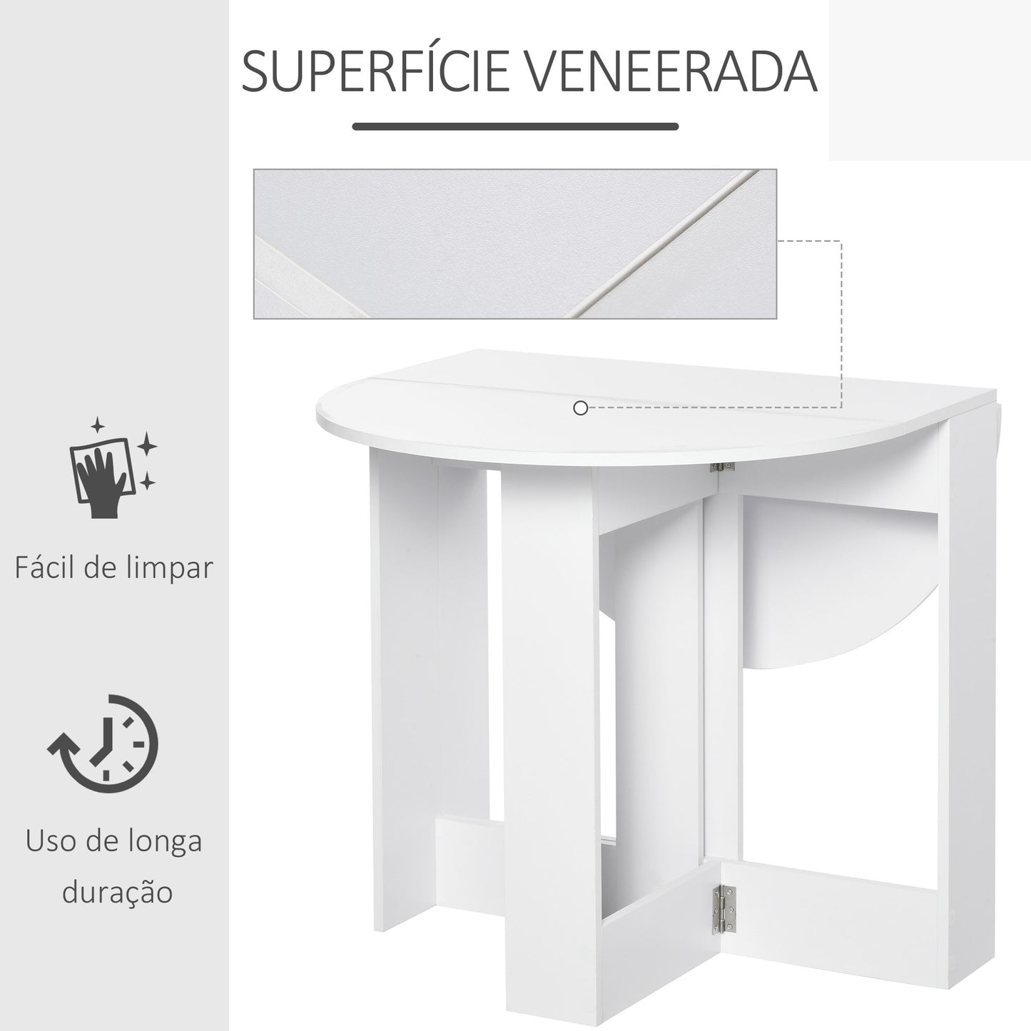 Mesa de Jantar Dobrável - Branco - Design Minimalista - Leva-Me Contigo - Móveis & Decoração