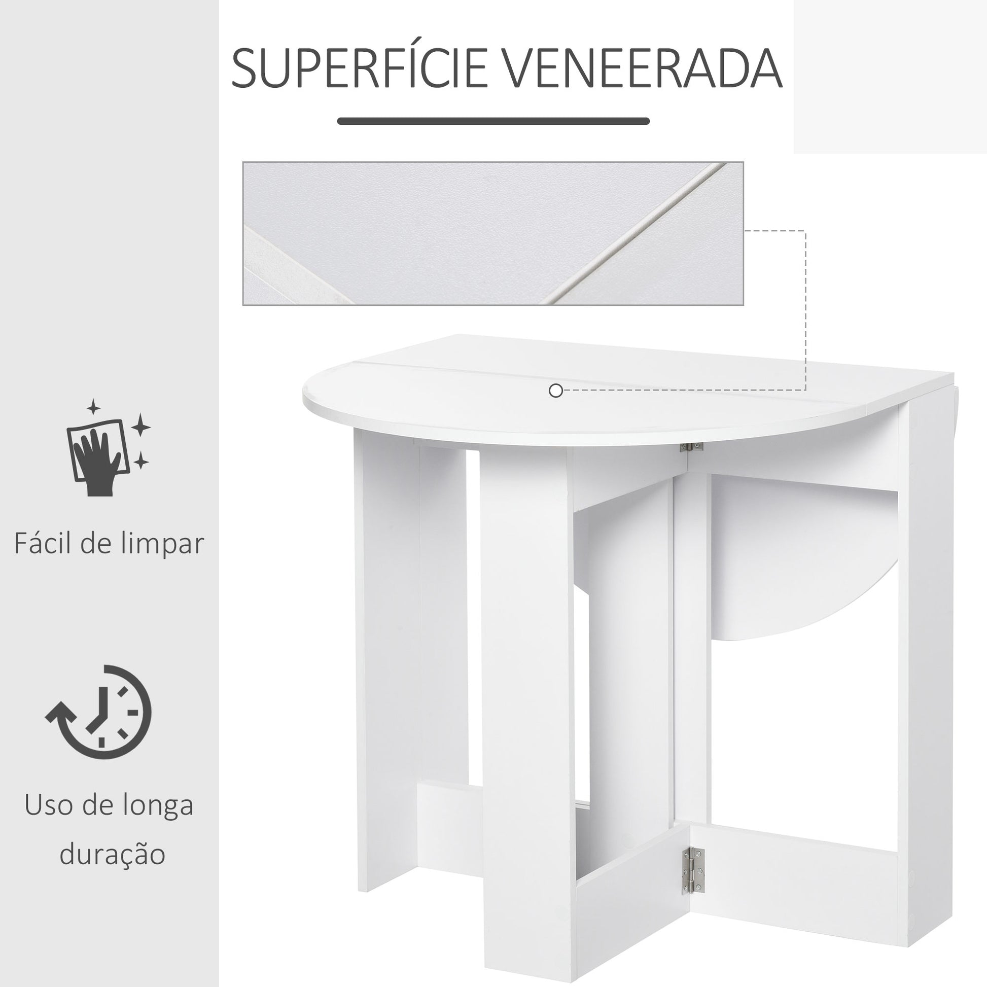 Mesa de Jantar Dobrável - Branco - Design Minimalista - Leva-Me Contigo - Móveis & Decoração