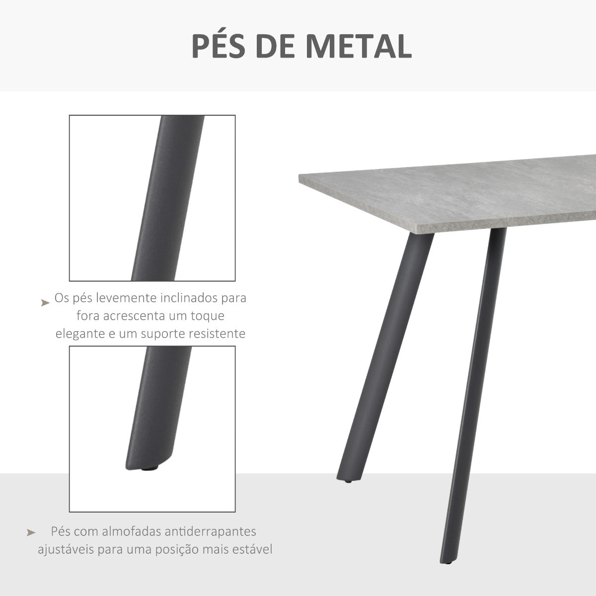 Mesa de Jantar Gali - 120x80x76cm - Cinzento - Design Moderno - Leva-Me Contigo - Móveis & Decoração