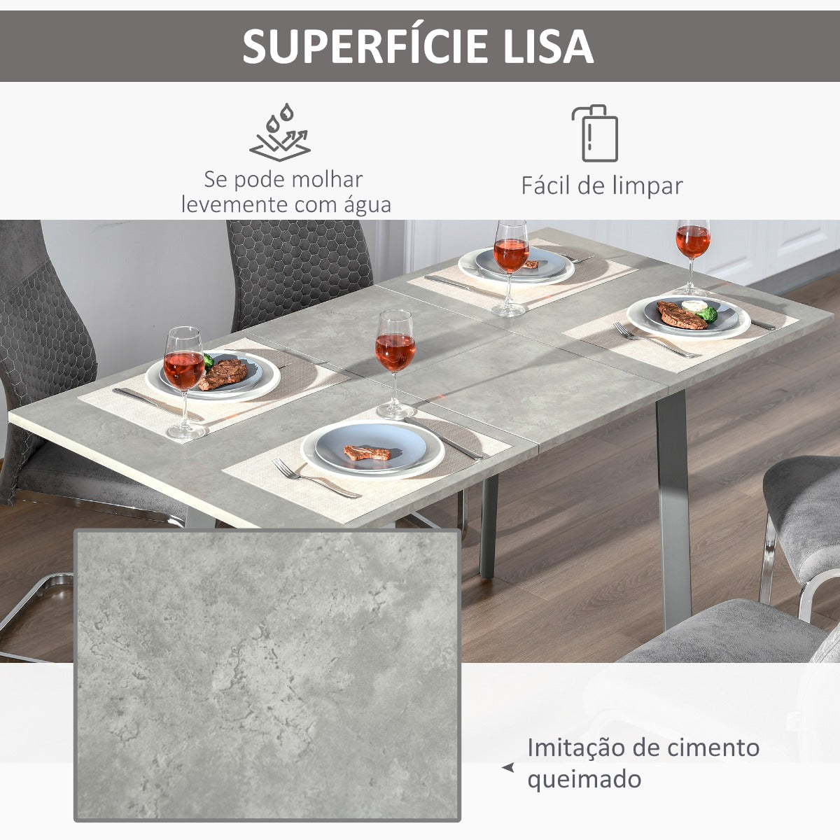 Mesa de Jantar Extensível Rock - 160x80x76cm - Design Moderno - Leva-Me Contigo - Móveis & Decoração