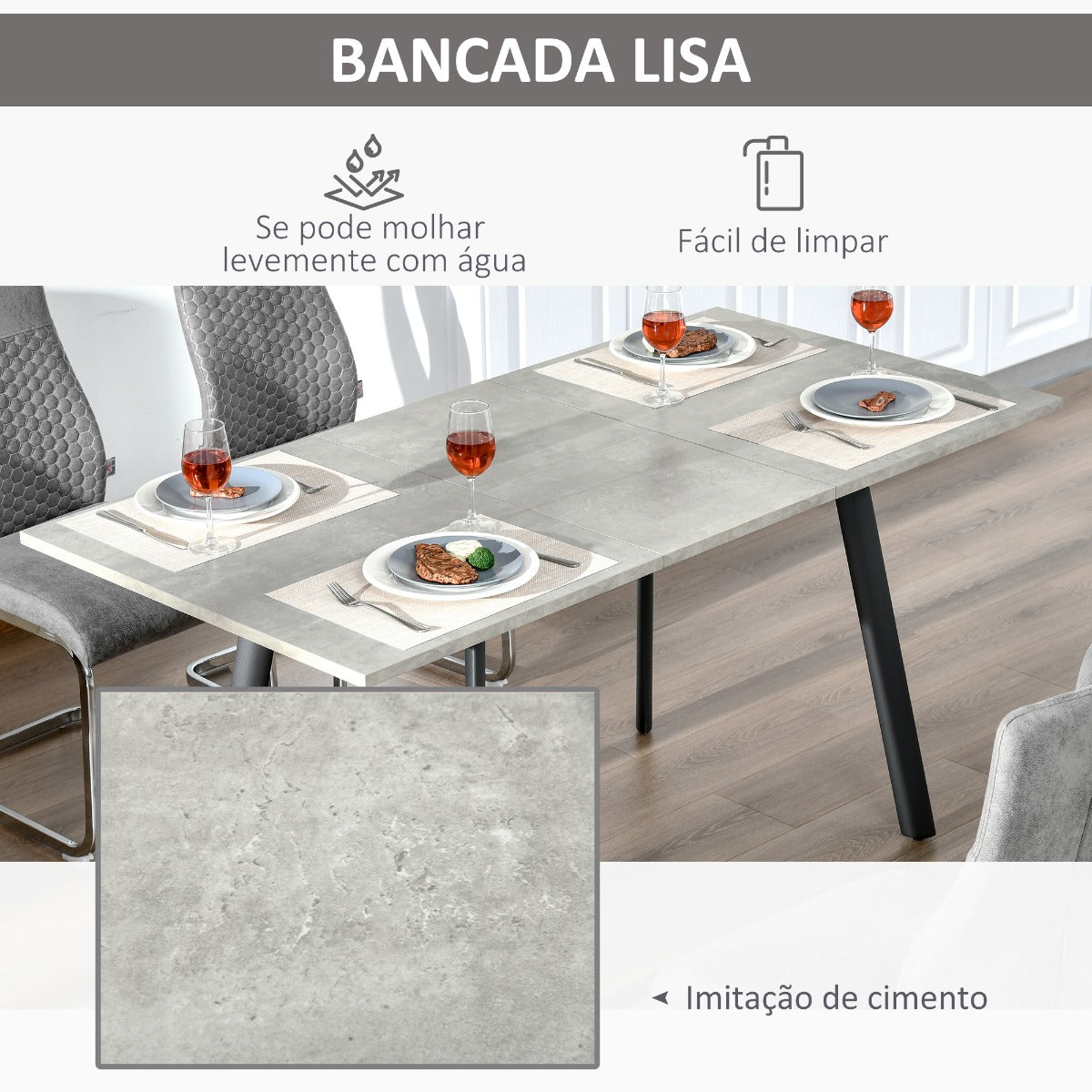 Mesa de Jantar Extensível Rock - 160x80x76cm - Design Moderno - Leva-Me Contigo - Móveis & Decoração