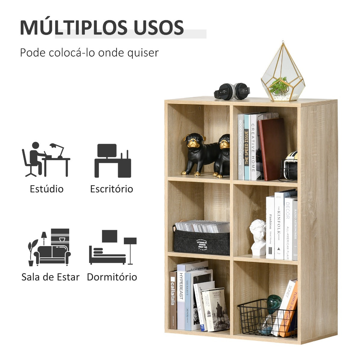 Estante Cube - Carvalho - Design Minimalista - Leva-Me Contigo - Móveis & Decoração