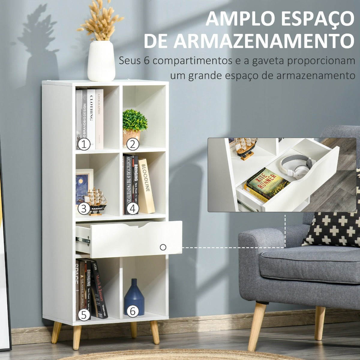 Estante Wanda - Branco - Design Nórdico - Leva-Me Contigo - Móveis & Decoração