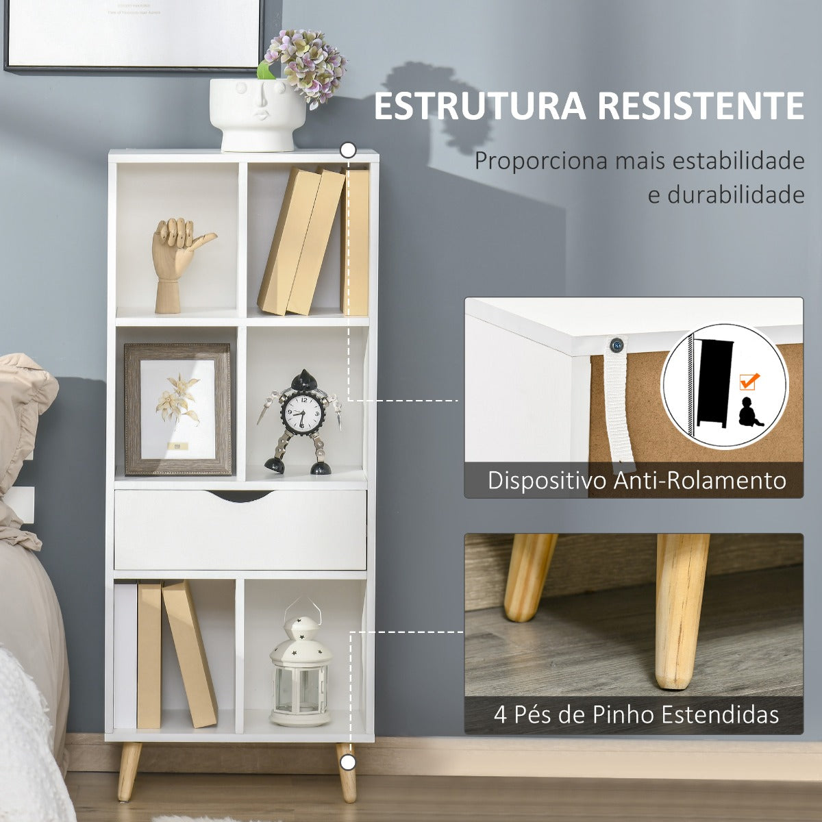 Estante Wanda - Branco - Design Nórdico - Leva-Me Contigo - Móveis & Decoração