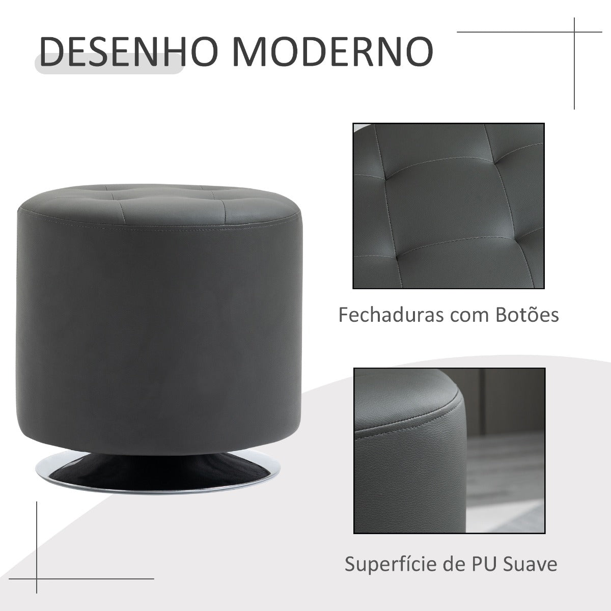 Puff Hotis - Preto - Design Moderno - Leva-Me Contigo - Móveis & Decoração