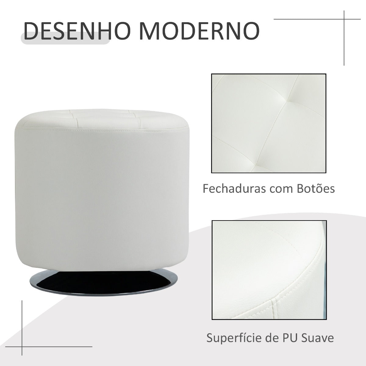 Puff Hotis - Branco - Design Moderno - Leva-Me Contigo - Móveis & Decoração