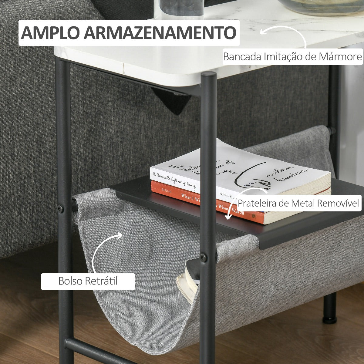 Mesa de Apoio Lona - Design Nórdico - Leva-Me Contigo - Móveis & Decoração