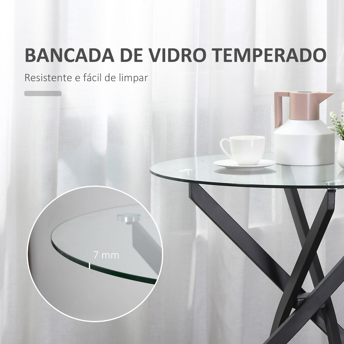 Mesa de Jantar Glassy - Design Moderno - Leva-Me Contigo - Móveis & Decoração