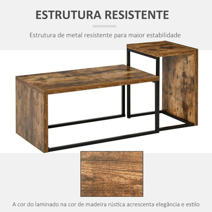 Conjunto de 2 Mesas de Centro Duo - Design Rústico - Leva-Me Contigo - Móveis & Decoração