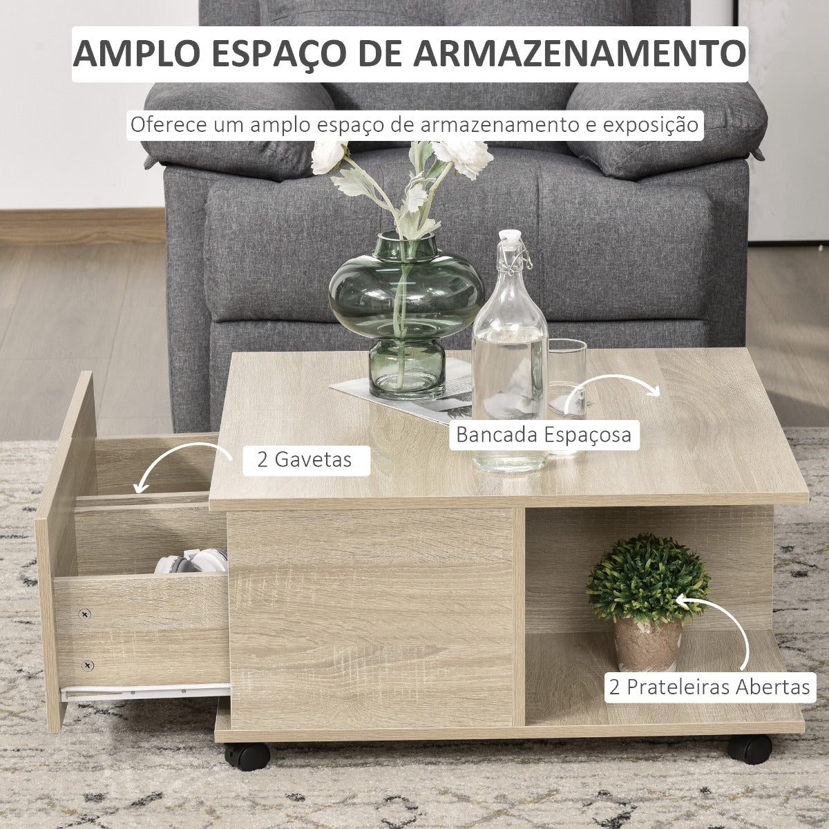 Mesa de Centro Claimy - Design Minimalista - Leva-Me Contigo - Móveis & Decoração