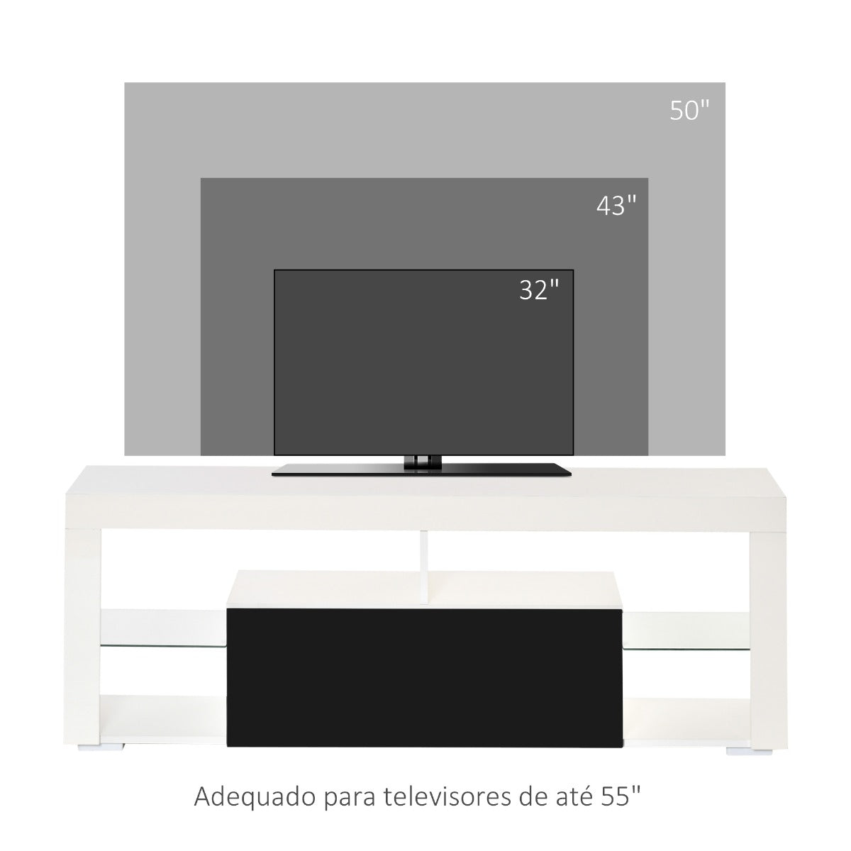 Móvel de TV Sunny - Branco e Preto - Design Moderno - Leva-Me Contigo - Móveis & Decoração