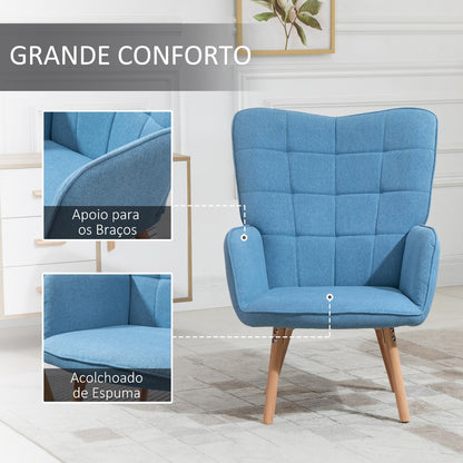 Poltrona WingBack Tufo - Azul - Design Nórdico - Leva-Me Contigo - Móveis & Decoração